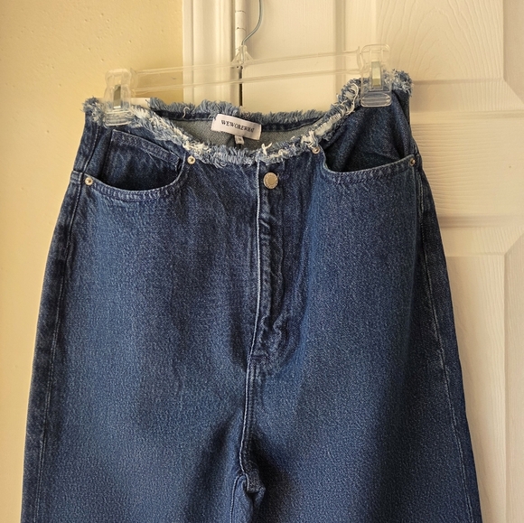 WeWoreWhat Denim Jeans 28 Frayed Hem Straight NWT Blue - Picture 6 of 11